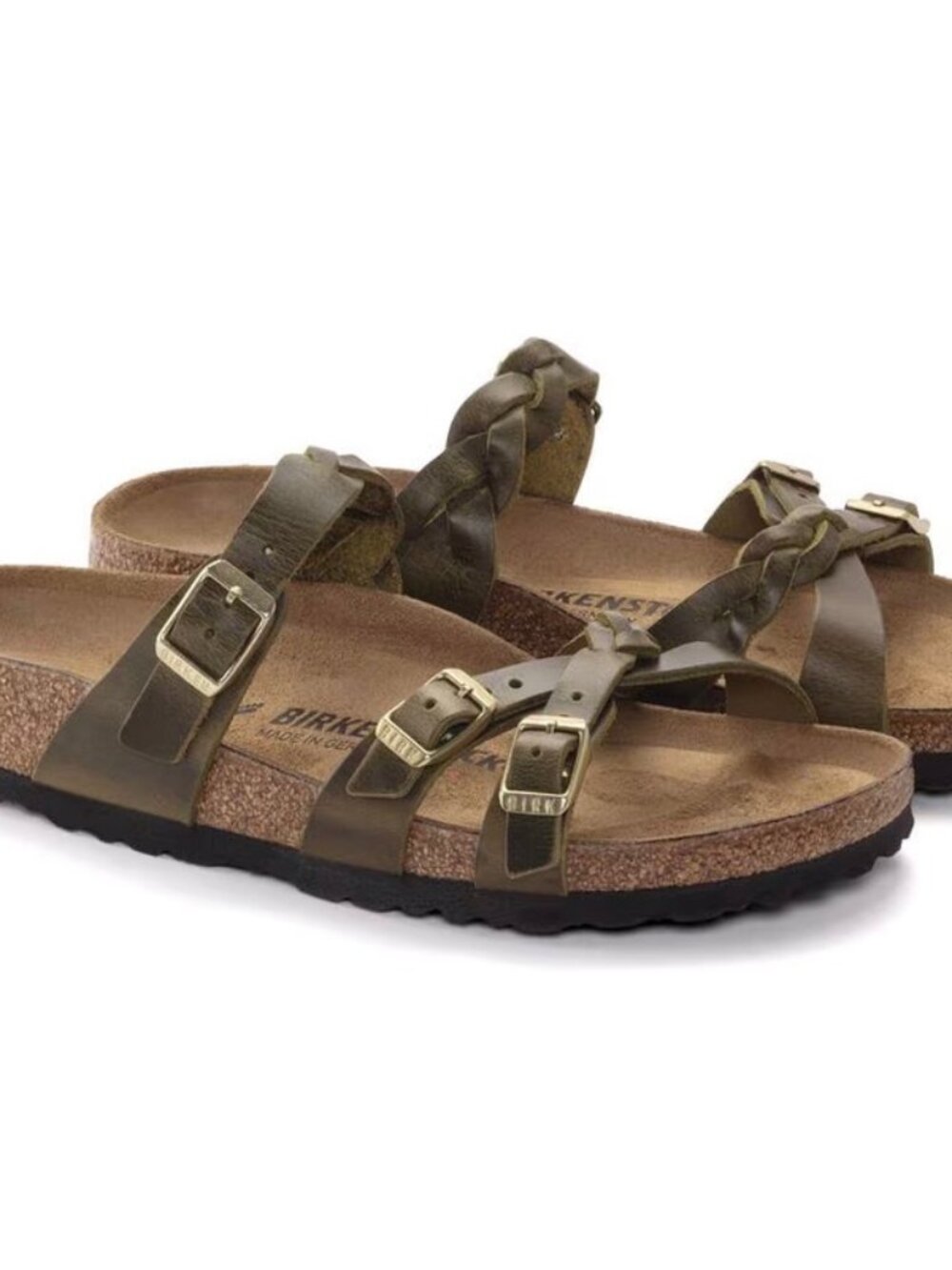 Birkenstock Franca Braided Sandal – Green Olive Oiled Leather – Women’s 9US NWT - Picture 3 of 7